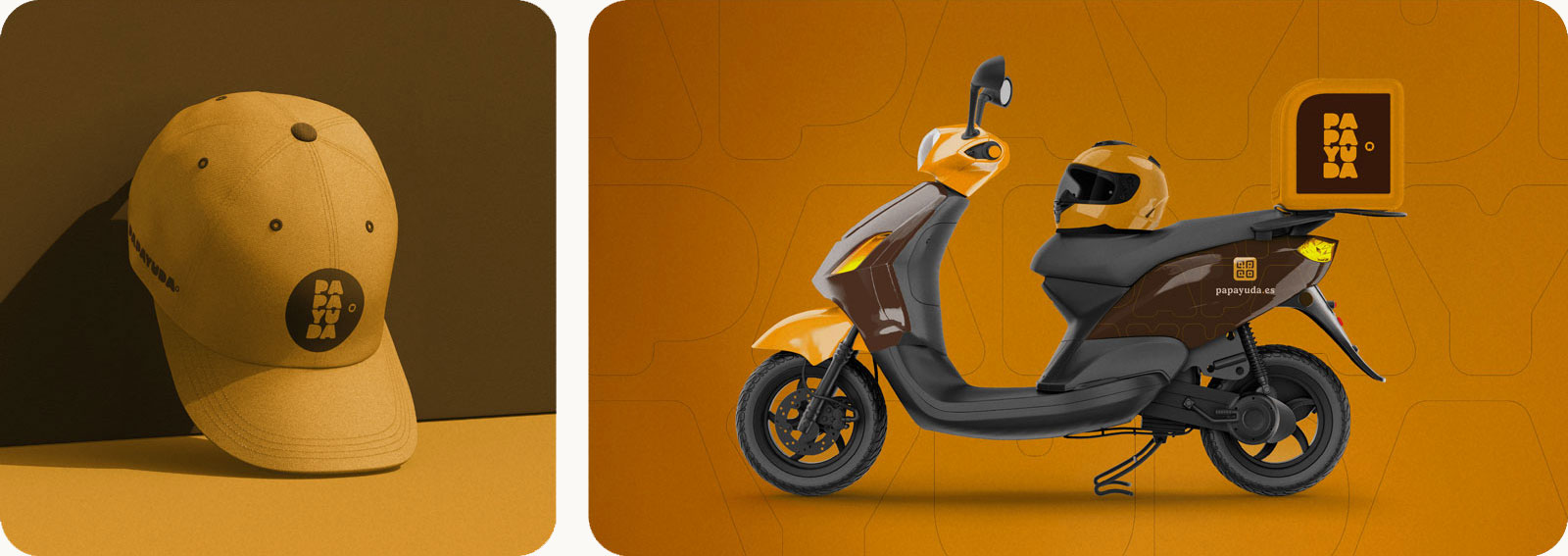 Papayuda — Branded cap and delivery scooter